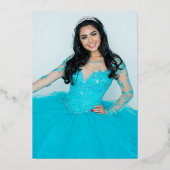 Invitation En Aluminium Classique Elegant Bleu Photo Quinceanera (Verso)