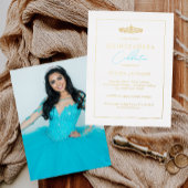 Invitation En Aluminium Classique Elegant Bleu Photo Quinceanera