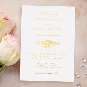 Invitation En Aluminium Classique Élégant Gravé Floral