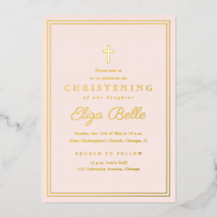 Invitation En Aluminium Classique Gold Christening religieux