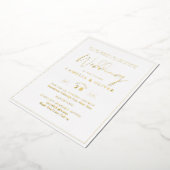 Invitation En Aluminium Classique GOLD FOIL Blanc Elégant Mariage (Rotation)