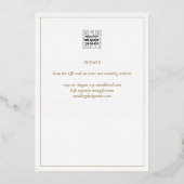 Invitation En Aluminium Classique GOLD FOIL Blanc Elégant Mariage (Verso)