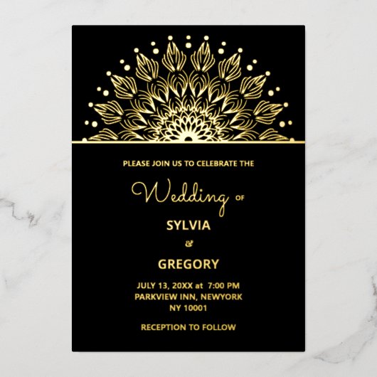 Invitation En Aluminium Classique mandala classique élégant mariage de lux (Recto)