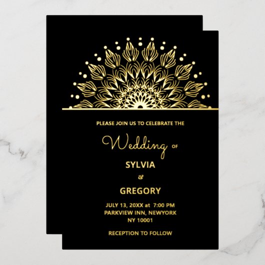 Invitation En Aluminium Classique mandala classique élégant mariage de lux (Recto/Verso)