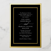 Invitation En Aluminium Classique Mariage Blanc Script | Cadres Or (Recto)