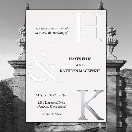 Invitation En Aluminium Classique Minimal Vieux Argent Esthétique Simple M