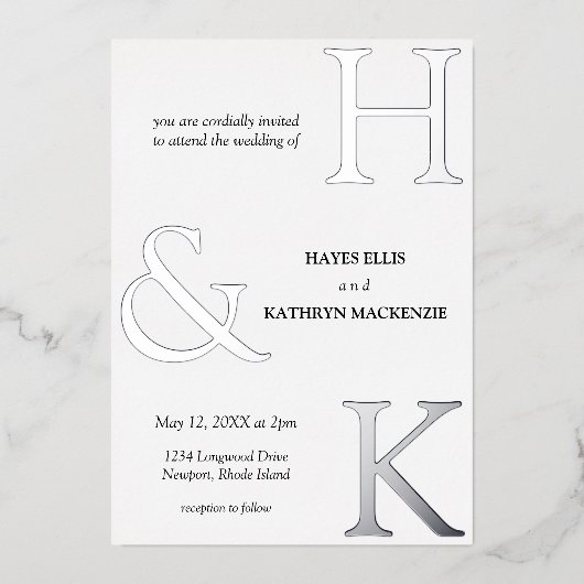 Invitation En Aluminium Classique Minimal Vieux Argent Esthétique Simple M (Recto)