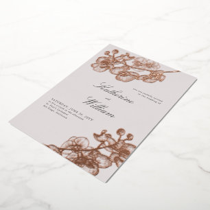 Invitation En Aluminium Classique Moderne Formel Orchidée Smoking Rose Gol