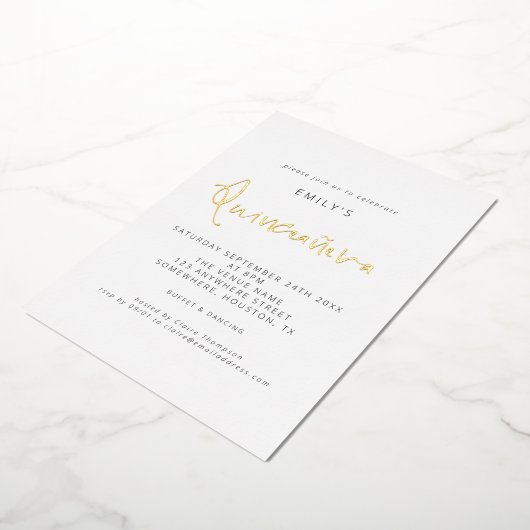Invitation En Aluminium Classique Quinceanera Script moderne Real Foil Inv (Rotation)