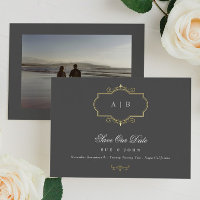 classique romantique mariage monogramme d'or tradi