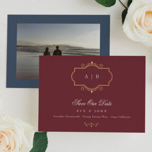 Invitation En Aluminium classique save the date or crête dorée marine bour