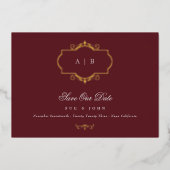 Invitation En Aluminium classique save the date or crête dorée marine bour (Recto)