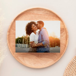 Invitation En Aluminium Classique simple enregistrer la date une photo