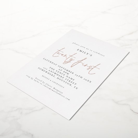Invitation En Aluminium Classy 21e fête d'anniversaire Script Blanc Real (Rotation)