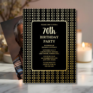 Invitation En Aluminium Classy Black & Gold 70e fête d'anniversaire person