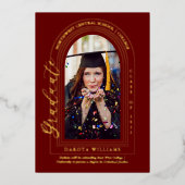 Invitation En Aluminium Classy Elegant Arched Photo Maroon Graduation (Recto)