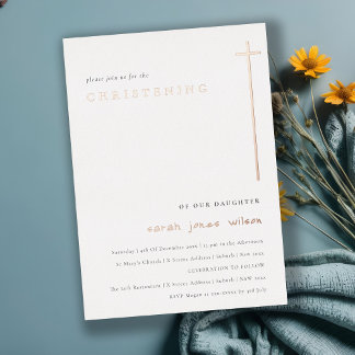 Invitation En Aluminium Classy Elegant Minimal Typographie Christening