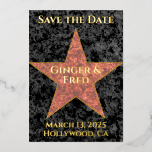 Invitation En Aluminium Classy Foil Hollywood Star Enregistrer la date