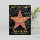 Invitation En Aluminium Classy Foil Hollywood Star Enregistrer la date (Debout devant)
