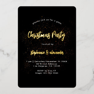 Invitation En Aluminium Classy Gold Black Christmas Party Luxe