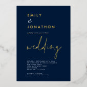 Invitation En Aluminium Classy Script Marine Mariage or Real (Recto)