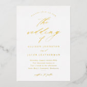 Invitation En Aluminium Clé de script simple Mariage or (Recto)