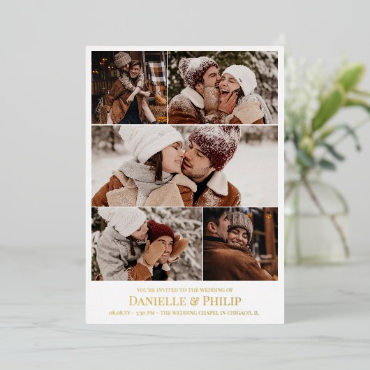 Invitation En Aluminium Clean Photo Collector Mariage informel (Debout devant)