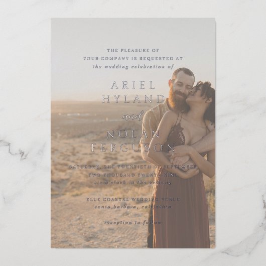 Invitation En Aluminium Clean Photo Mariage moderne (Recto)