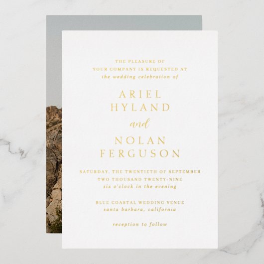 Invitation En Aluminium Clean Photo Mariage moderne (Recto/Verso)