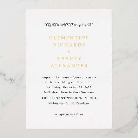 Invitation En Aluminium Clementine Elegant Mariage moderne (Recto)