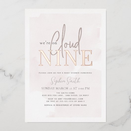 Invitation En Aluminium Cloud 9 Ciel clair Aquarelle Ciel Baby shower fill (Recto)