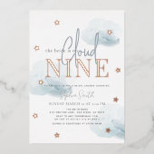 Invitation En Aluminium Cloud 9 Gold Stars & Blue Clouds Fête des mariées (Recto)