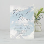 Invitation En Aluminium Cloud Neuf Blue Ciel nuageux Fête des mariées mode (Debout devant)