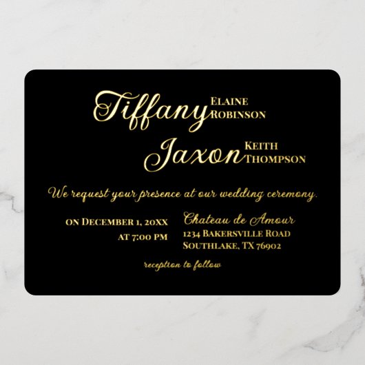 Invitation En Aluminium Co-Starring Black Mariage Real (Recto)