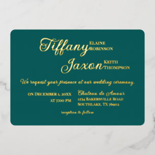 Invitation En Aluminium Co-Starring Dark Turquoise Mariage Real
