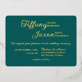 Invitation En Aluminium Co-Starring Dark Turquoise Mariage Real (Recto)