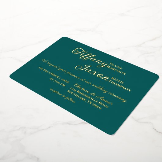 Invitation En Aluminium Co-Starring Dark Turquoise Mariage Real (Rotation)