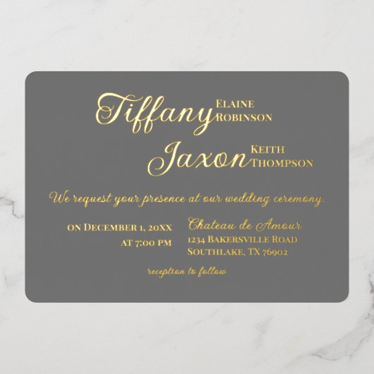 Invitation En Aluminium Co-Starring Grey Mariage Real (Recto)