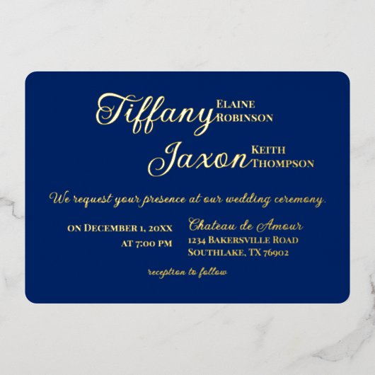 Invitation En Aluminium Co-Starring Royal Blue Mariage Real (Recto)