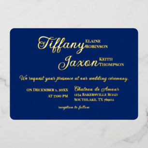 Invitation En Aluminium Co-vedette Mariage Bleu Royal Réel