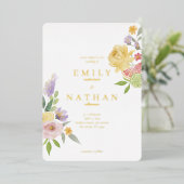 Invitation En Aluminium Cocktail Citrus Mariage Aquarelle Floral Paradise (Debout devant)