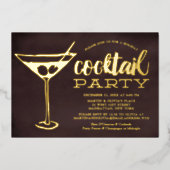 Invitation En Aluminium Cocktail du Nouvel An Chic Martini (Recto)