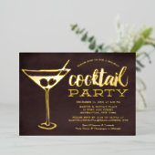Invitation En Aluminium Cocktail du Nouvel An Chic Martini (Debout devant)