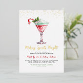 Invitation En Aluminium Cocktail Fête de Noël Faire des esprits brillants (Debout devant)