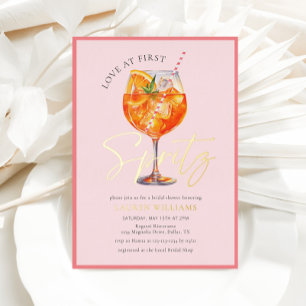 Invitation En Aluminium Cocktail Spritz à l'aquarelle rose pour une baby s