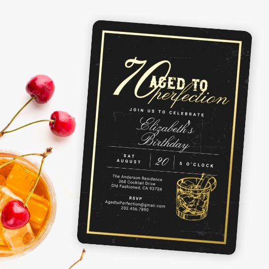 Invitation En Aluminium Cocktail Vieilli à la Perfection Fête d'anniversai