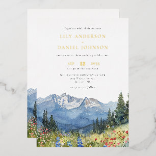 Invitation En Aluminium Code QR de mariage à fleur sauvage de montagne à l