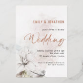 Invitation En Aluminium Code QR de mariage aux fleurs blanches à l'aquarel (Recto)