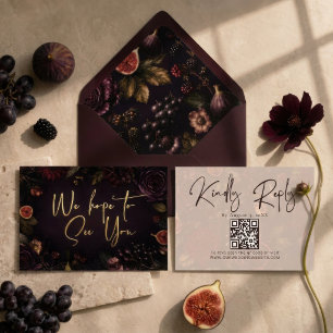 Invitation En Aluminium Code QR de mariage bordeaux lunatique