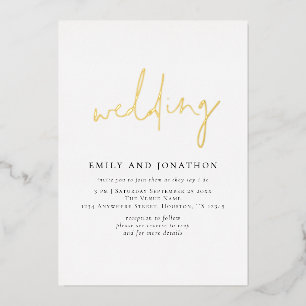Invitation En Aluminium Code QR de mariage de luxe de script minimaliste r